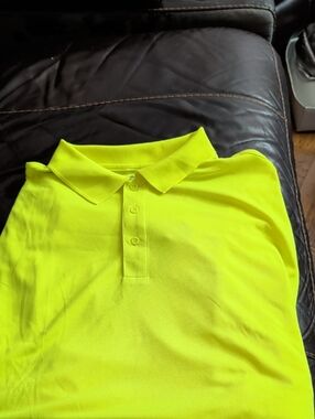 Men's Neon Yellow Polo Shirt - Classic Collared Short Sleeve